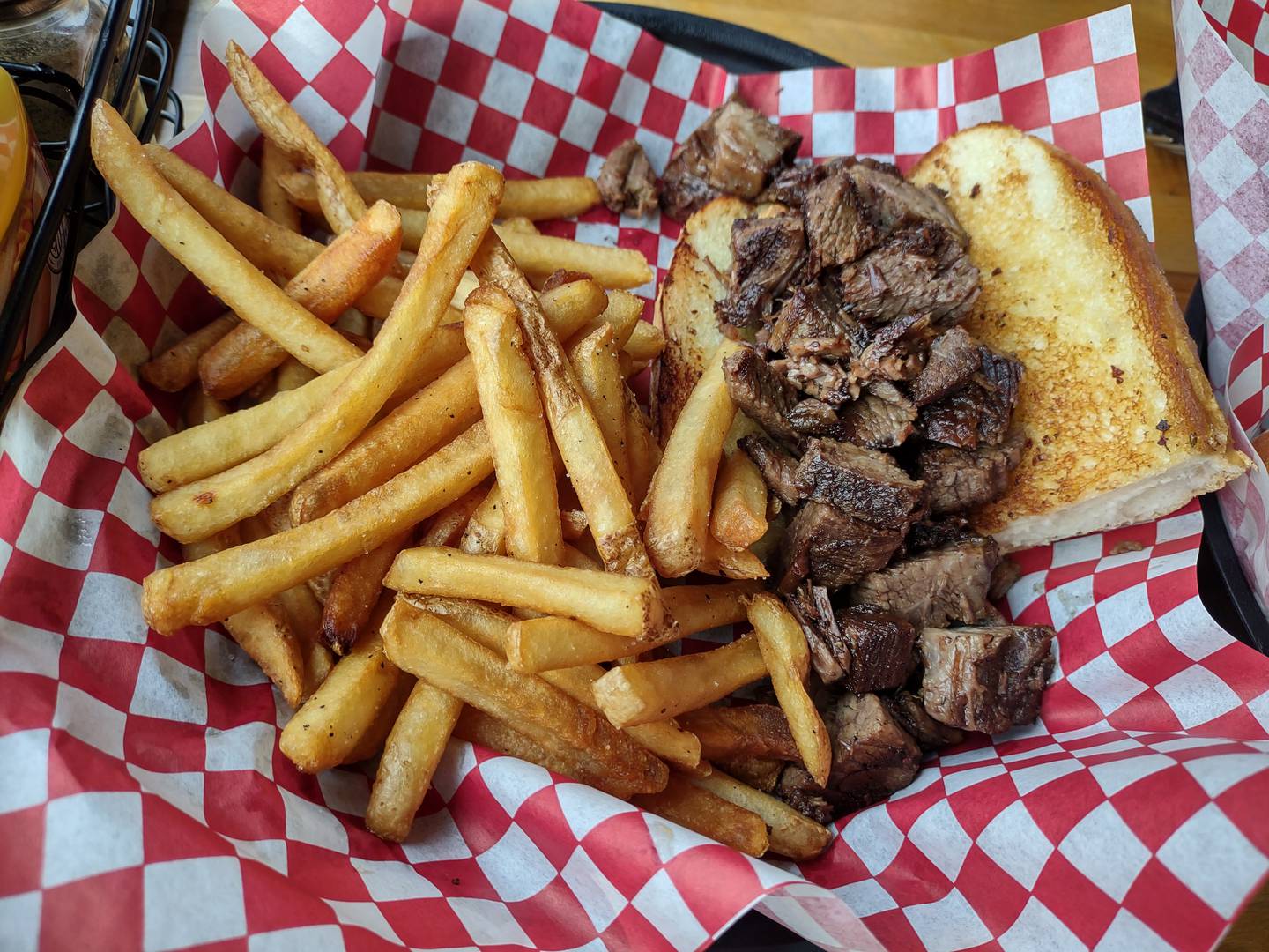 The garlic pot roast sandwich at Weits Cafe in Morris featured almost prime-rib like squares of beef on a garlic infused hoagie bun.