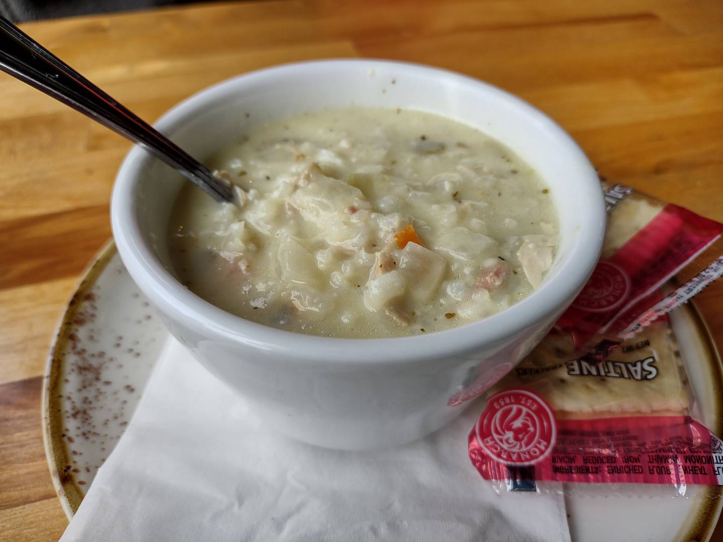 A cup of turkey and wild rice soup from Weits Cafe in Morris.