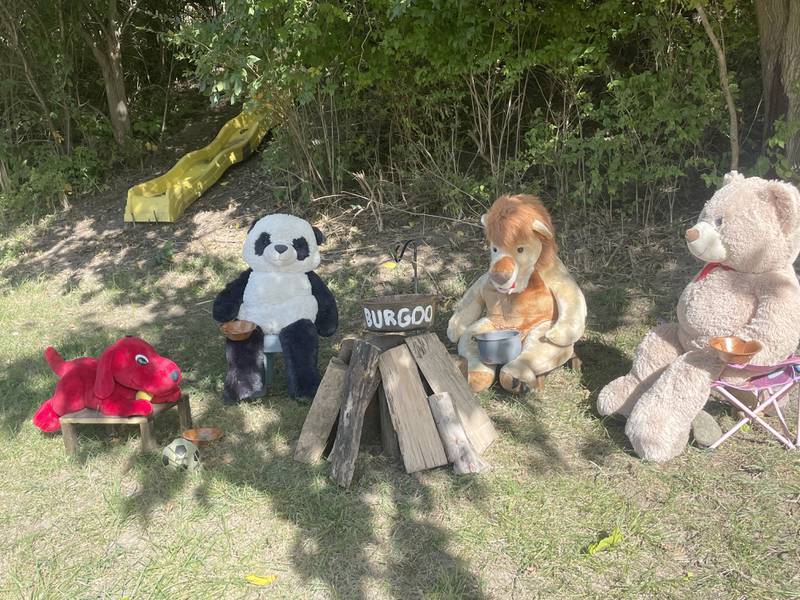 This Burgoo teddy bear display can be seen on North 2803rd Road about one-half mile from Utica on Sunday, Oct. 9, 2022.