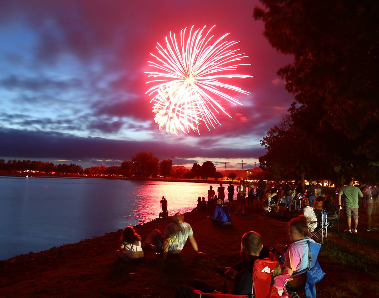 A good crowd allines the shoreline at Lake Mendota to view the fireworks on Saturday June 26, 2021.