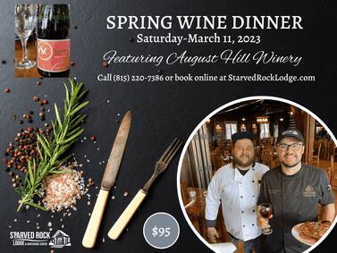 August Hill Winery And Starved Rock Lodge Partner For Spring Wine Dinner