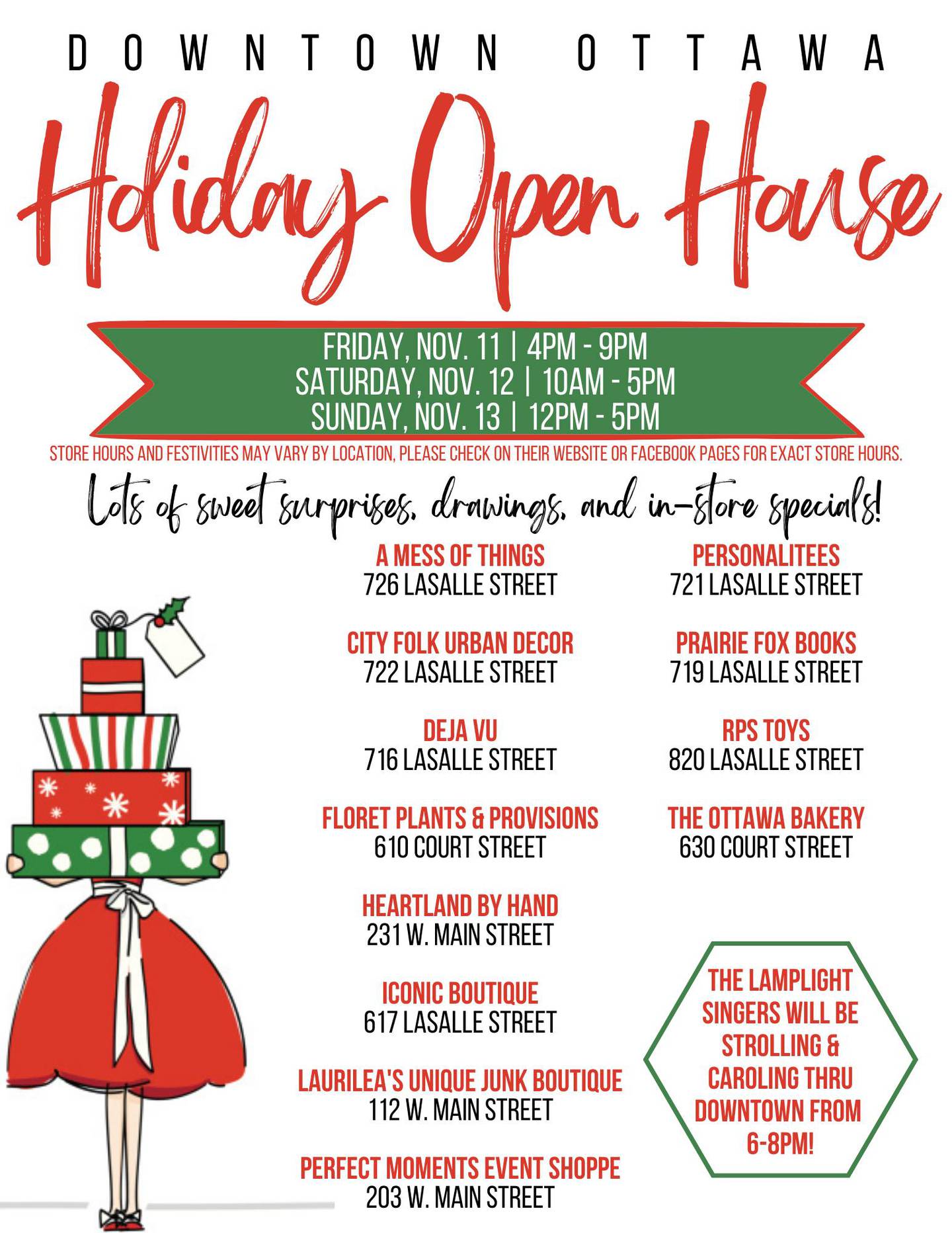 Holiday Open House schedule