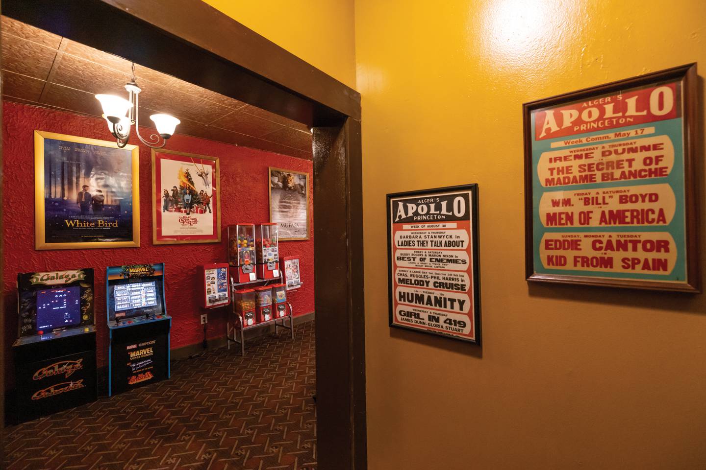 The Apollo Theater celebrates its history with vintage posters and photos on display throughout the building.