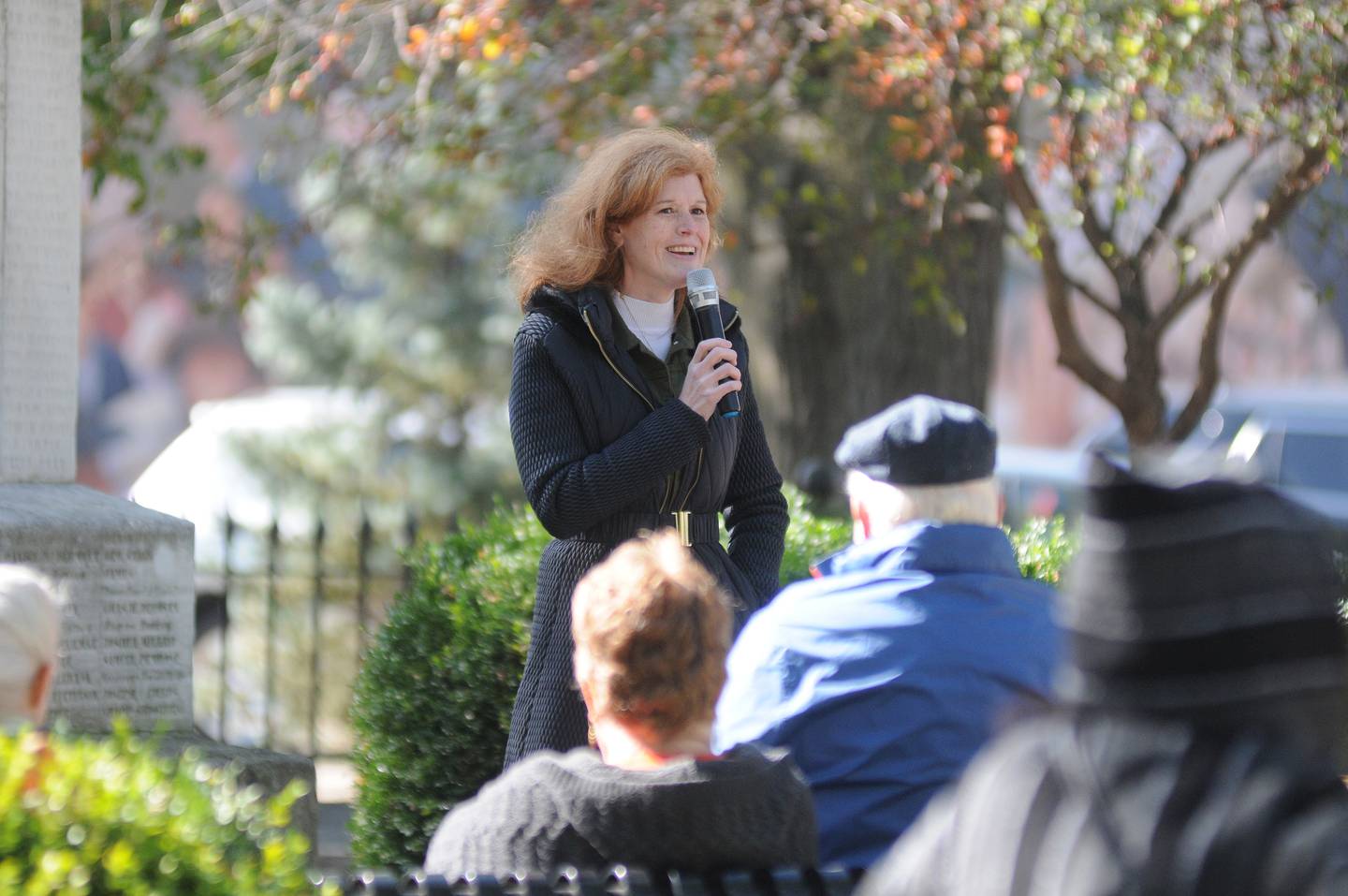 New York Times bestselling young adult author Joelle Charbonneau speaks Saturday, Oct. 16, 2021, during Lit Fest at Washington Square in Ottawa.